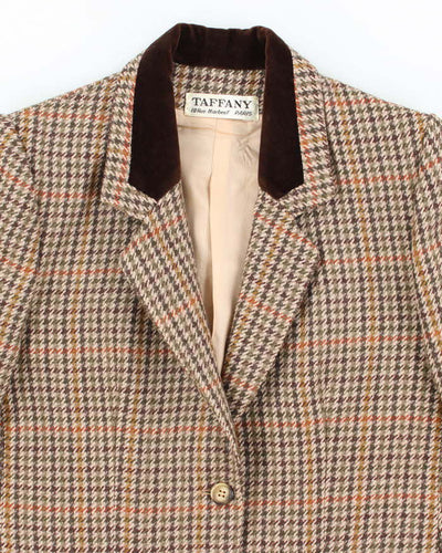 Vintage 1960s Women's Taffany Paris Brown Houndstooth Blazer - S