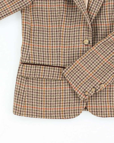 Vintage 1960s Women's Taffany Paris Brown Houndstooth Blazer - S