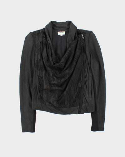 Helmut Lang Leather Cowl Neck Silk LIned Jacket - S