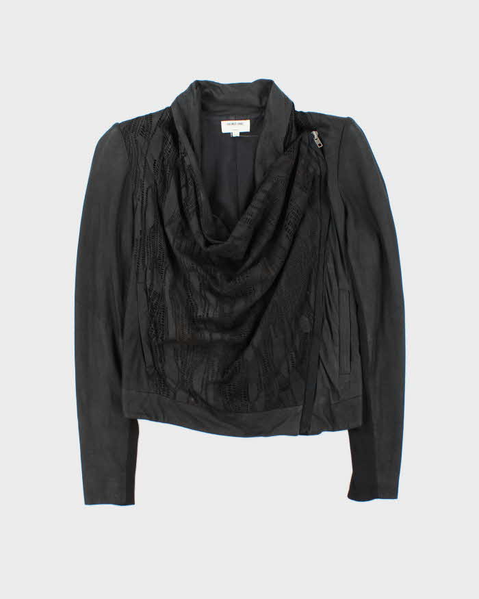 Helmut Lang Leather Cowl Neck Silk LIned Jacket - S