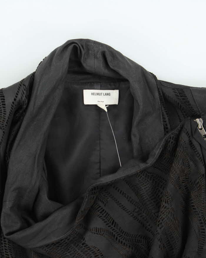 Helmut Lang Leather Cowl Neck Silk LIned Jacket - S