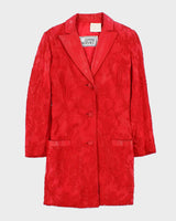 Vintage 80s Gianni Versace Lace Red Leather Jacket - XS