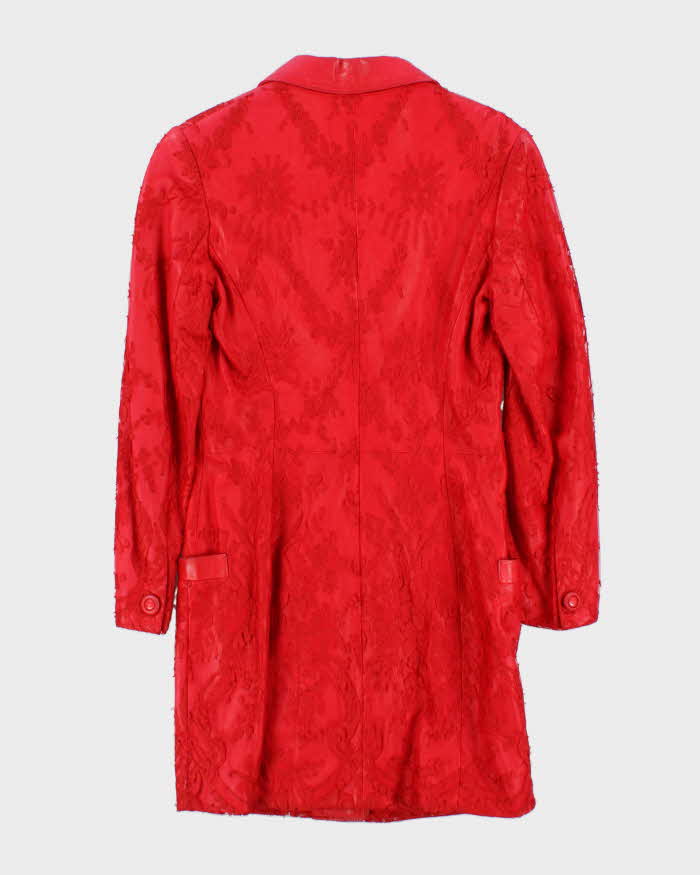 Vintage 80s Gianni Versace Lace Red Leather Jacket - XS