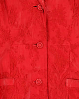 Vintage 80s Gianni Versace Lace Red Leather Jacket - XS