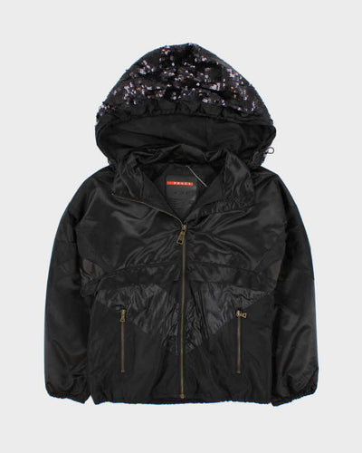 Vintage Prada Sequin Hood Bomber Jacket - S