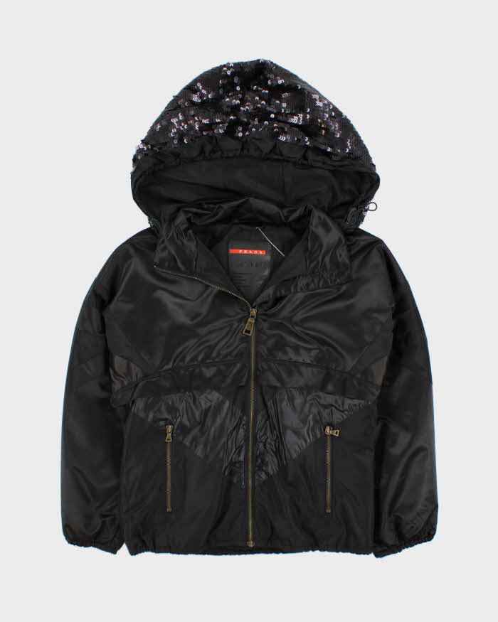Vintage Prada Sequin Hood Bomber Jacket - S