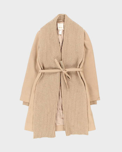 Vintage 90s Beige Diesel Wool Belted Long Coat - S