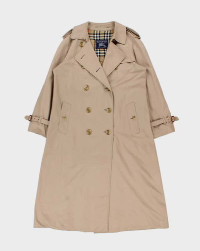 Vintage 90s Burberry Beige Nova Check Lined Classic Women's Trench Coat - S
