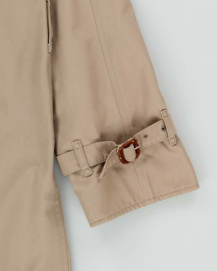 Vintage 90s Burberry Beige Nova Check Lined Classic Women's Trench Coat - S