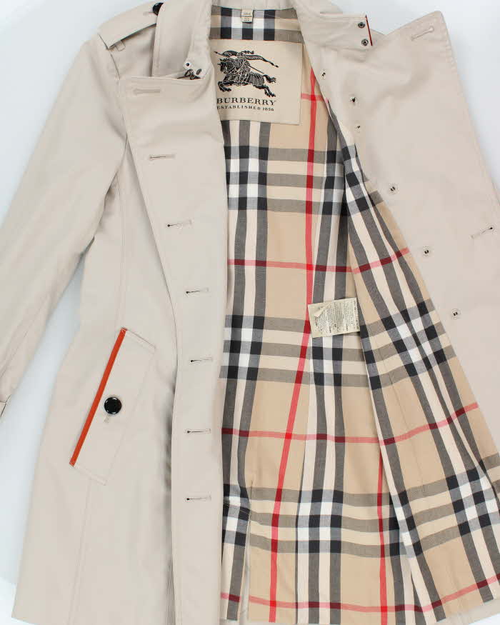 Vintage 2000s Burberry Nova Check Lined Trench Coat - S