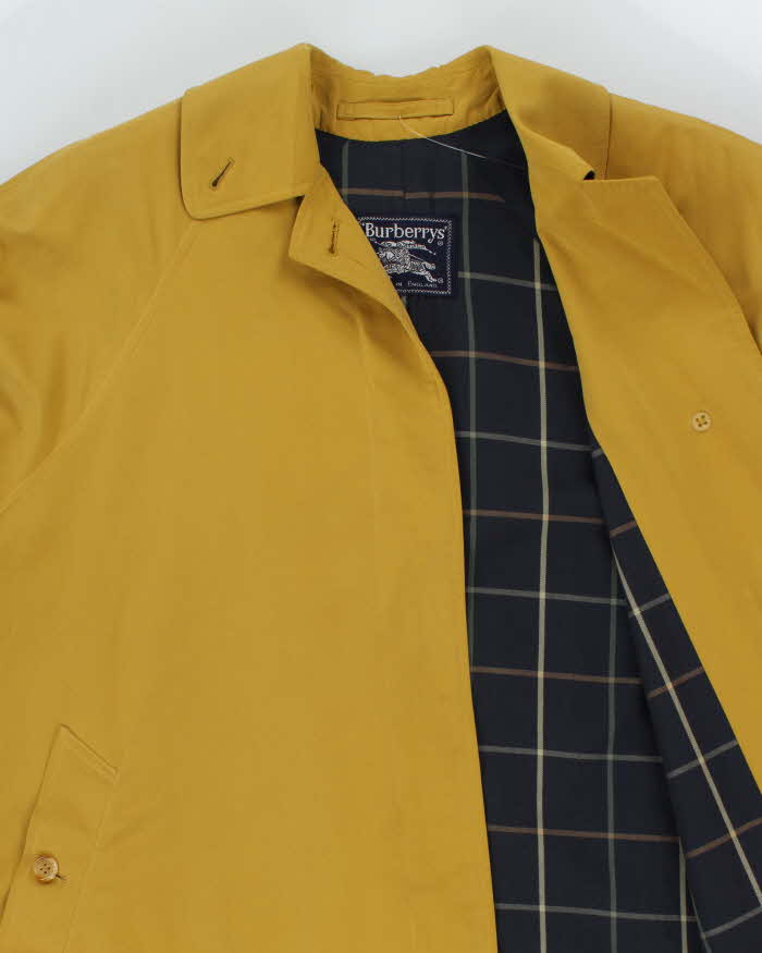 Vintage 90s Burberry Mustard Yellow Waterproof Oversized Mac - L