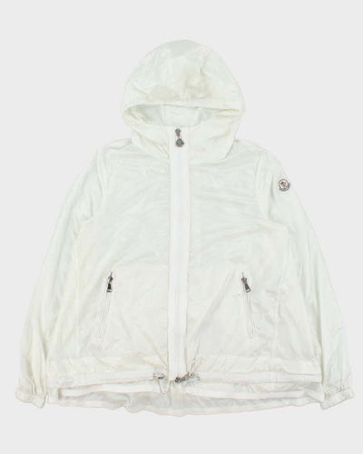 Moncler White Lightweight Hooded Soft Shell Shimmer Zip Up Jacket - S