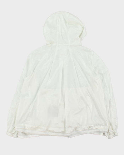 Moncler White Lightweight Hooded Soft Shell Shimmer Zip Up Jacket - S