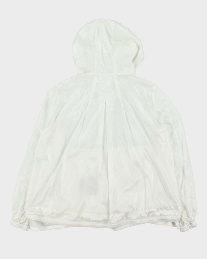 Moncler White Lightweight Hooded Soft Shell Shimmer Zip Up Jacket - S