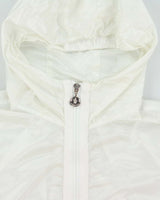 Moncler White Lightweight Hooded Soft Shell Shimmer Zip Up Jacket - S