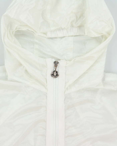 Moncler White Lightweight Hooded Soft Shell Shimmer Zip Up Jacket - S