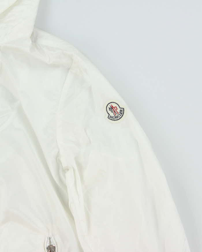 Moncler White Lightweight Hooded Soft Shell Shimmer Zip Up Jacket - S