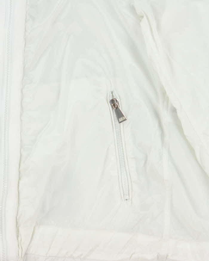 Moncler White Lightweight Hooded Soft Shell Shimmer Zip Up Jacket - S