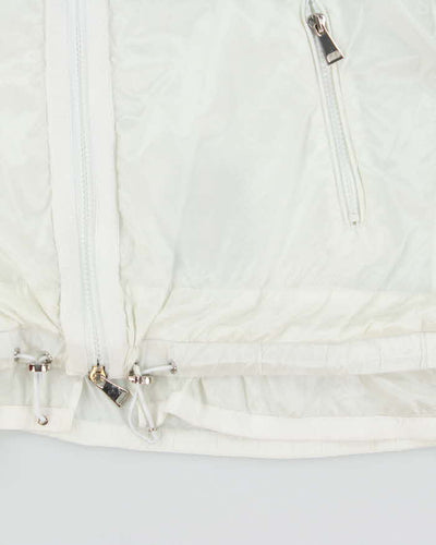 Moncler White Lightweight Hooded Soft Shell Shimmer Zip Up Jacket - S