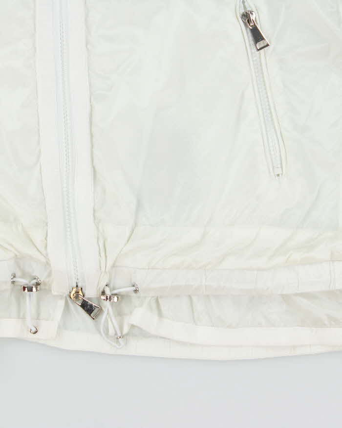 Moncler White Lightweight Hooded Soft Shell Shimmer Zip Up Jacket - S