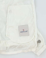 Moncler White Lightweight Hooded Soft Shell Shimmer Zip Up Jacket - S