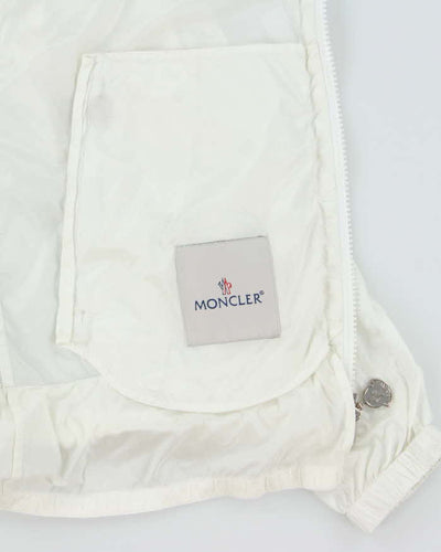 Moncler White Lightweight Hooded Soft Shell Shimmer Zip Up Jacket - S