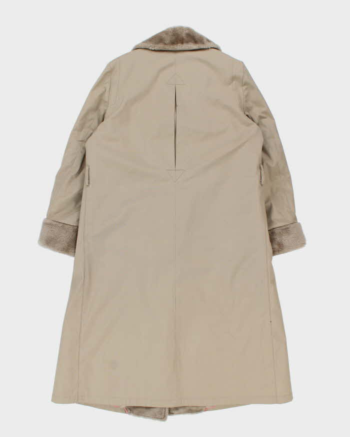 Vintage 1980s Women's London Fog Faux Fur Lined Overcoat - M