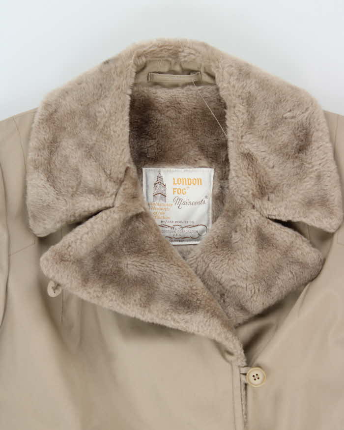 Vintage 1980s Women's London Fog Faux Fur Lined Overcoat - M