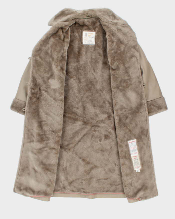 Vintage 1980s Women's London Fog Faux Fur Lined Overcoat - M