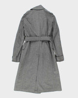 Vintage 00s Women's Burberry Grey Wool Overcoat - XS