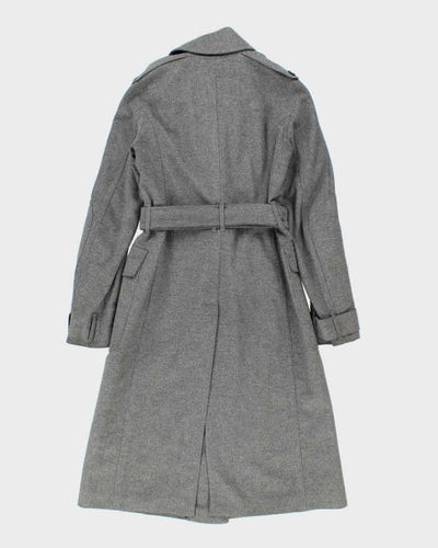 Vintage 00s Women's Burberry Grey Wool Overcoat - XS