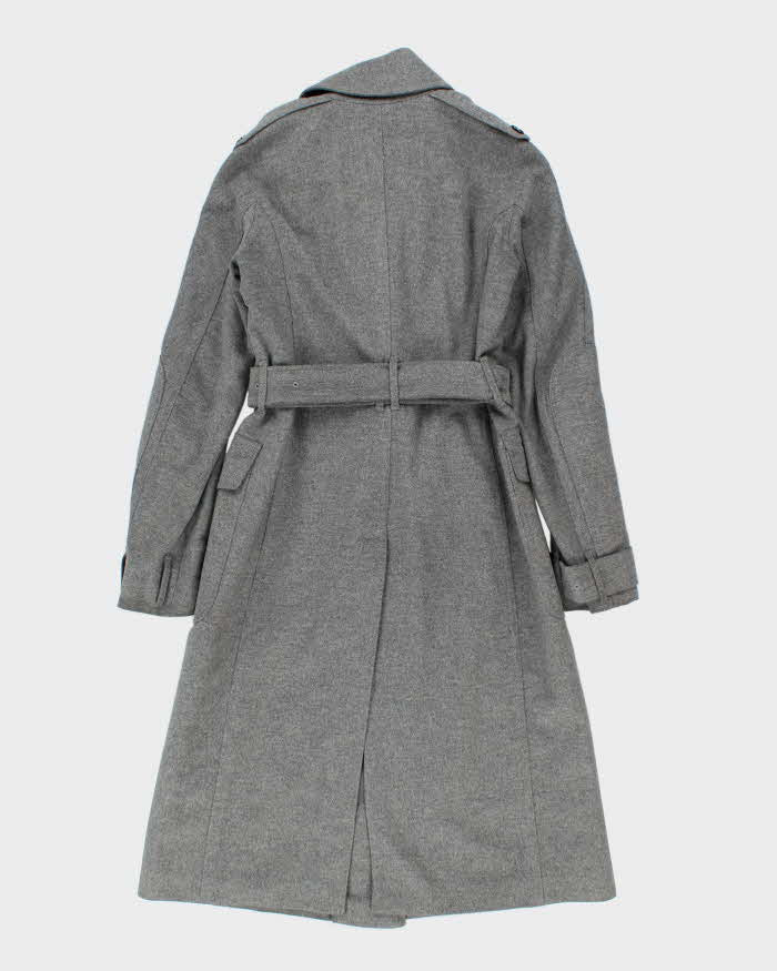 Vintage 00s Women's Burberry Grey Wool Overcoat - XS