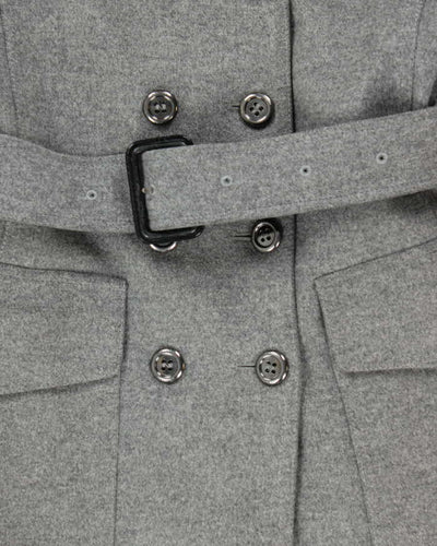 Vintage 00s Women's Burberry Grey Wool Overcoat - XS