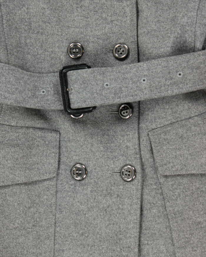 Vintage 00s Women's Burberry Grey Wool Overcoat - XS