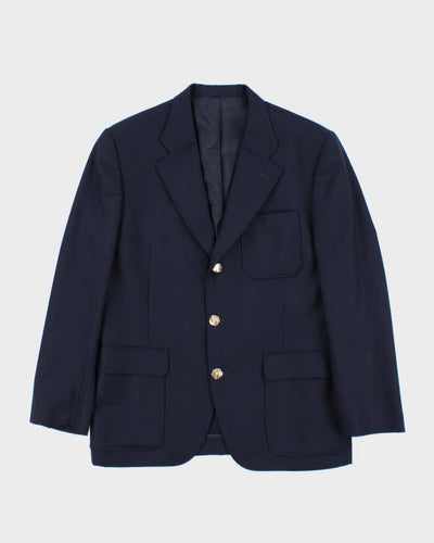 Vintage 90s Burberry Navy Wool Women's Blazer - S
