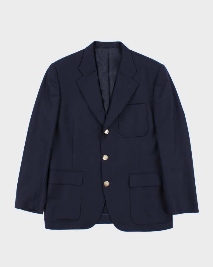 Vintage 90s Burberry Navy Wool Women's Blazer - S
