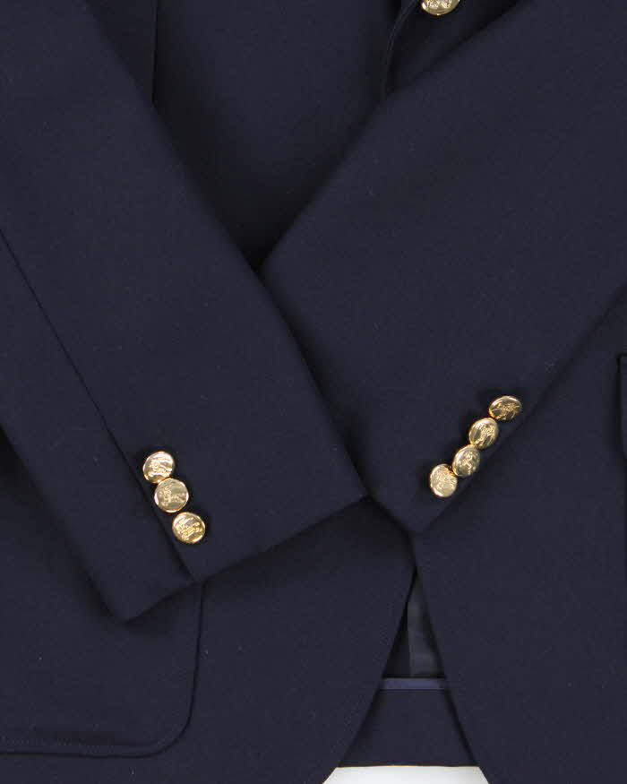 Vintage 90s Burberry Navy Wool Women's Blazer - S
