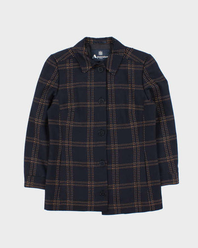 Vintage 00s Aquascutum Contrast Stitch Navy Wool Women's Jacket - S
