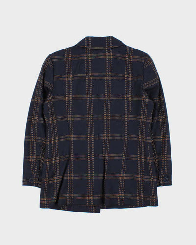 Vintage 00s Aquascutum Contrast Stitch Navy Wool Women's Jacket - S