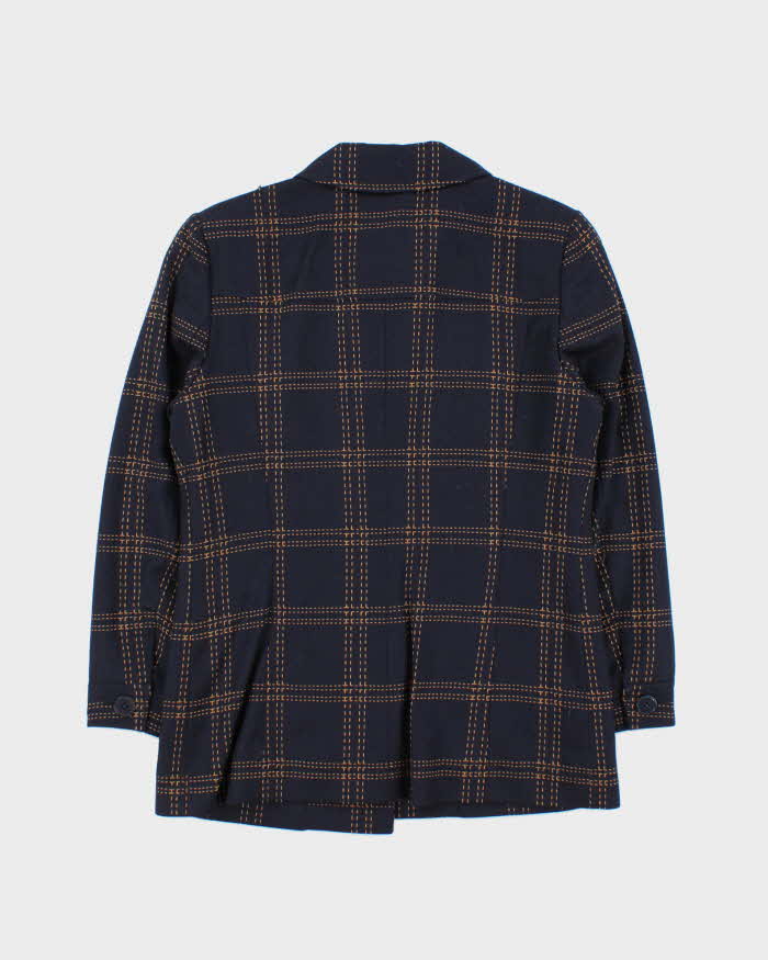 Vintage 00s Aquascutum Contrast Stitch Navy Wool Women's Jacket - S