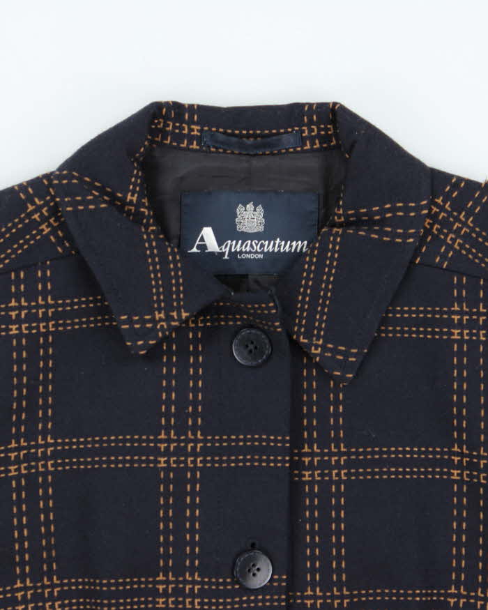 Vintage 00s Aquascutum Contrast Stitch Navy Wool Women's Jacket - S