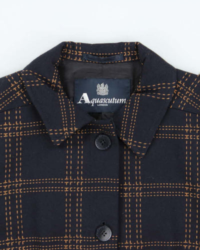 Vintage 00s Aquascutum Contrast Stitch Navy Wool Women's Jacket - S