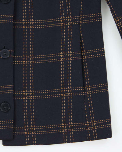 Vintage 00s Aquascutum Contrast Stitch Navy Wool Women's Jacket - S