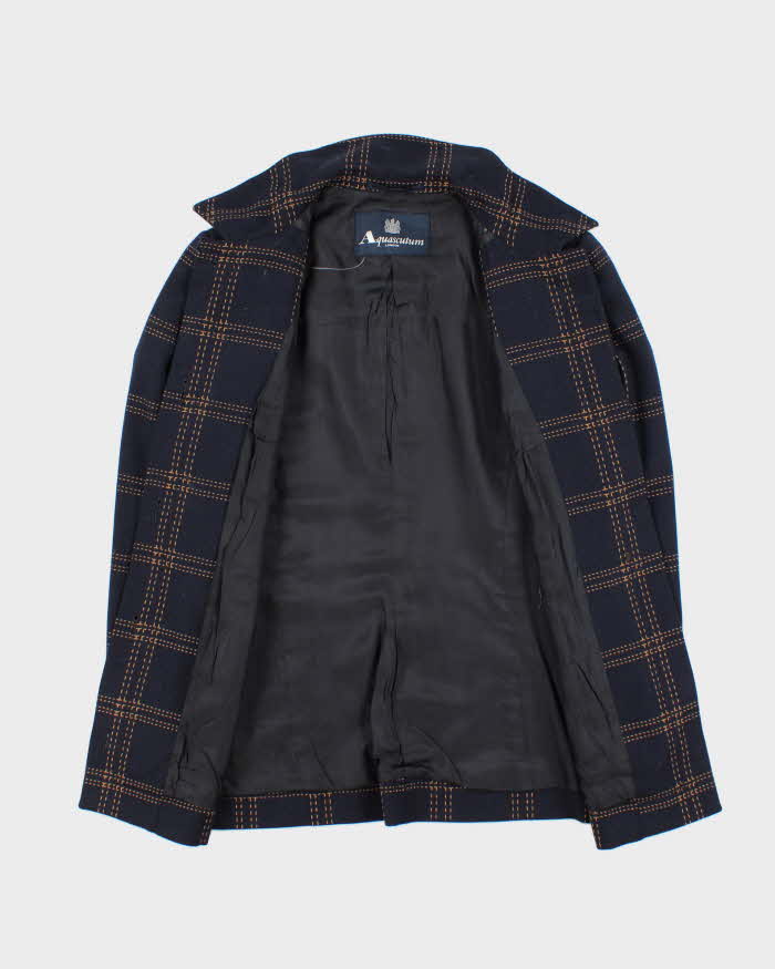 Vintage 00s Aquascutum Contrast Stitch Navy Wool Women's Jacket - S