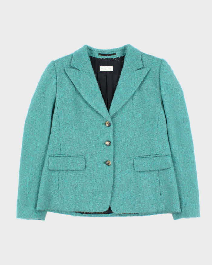 Dries Van Noten Women's Turquoise Mohair Blazer Jacket - L