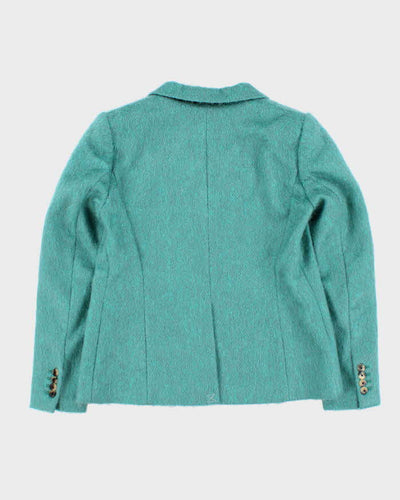 Dries Van Noten Women's Turquoise Mohair Blazer Jacket - L