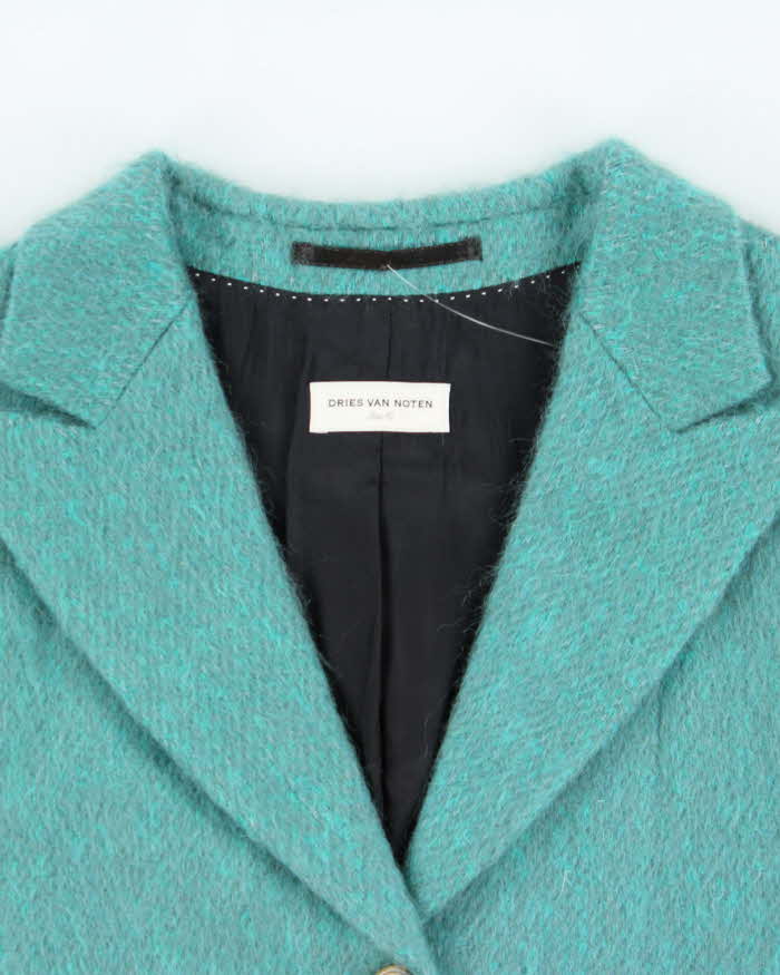 Dries Van Noten Women's Turquoise Mohair Blazer Jacket - L