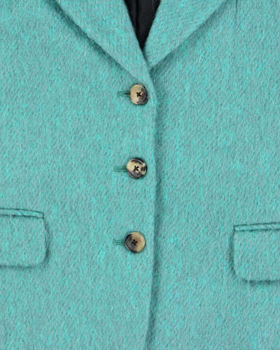 Dries Van Noten Women's Turquoise Mohair Blazer Jacket - L