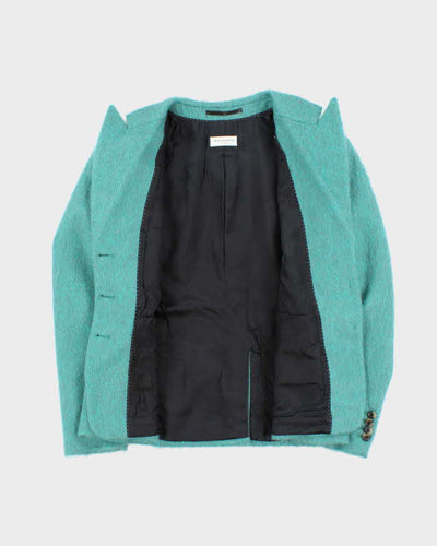 Dries Van Noten Women's Turquoise Mohair Blazer Jacket - L