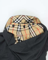 Vintage 00s Women's Navy Burberry Hooded Zip Up Mac - M